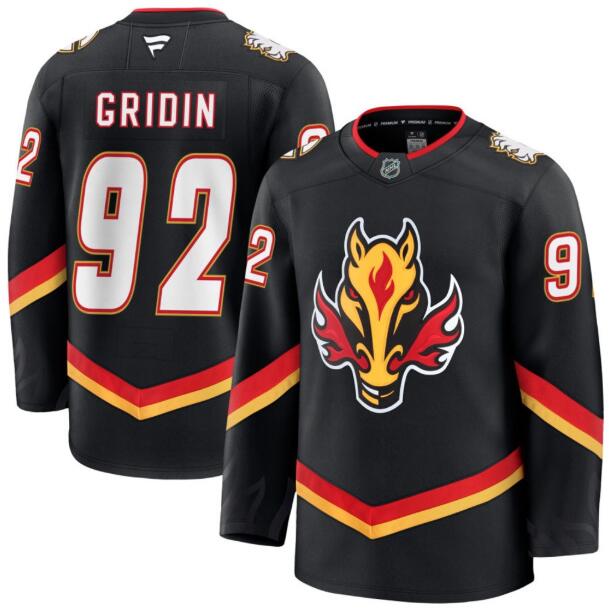 Men's Calgary Flames #92 Matvei Gridin Fanatics Alternate Premium Black Stitched Jersey