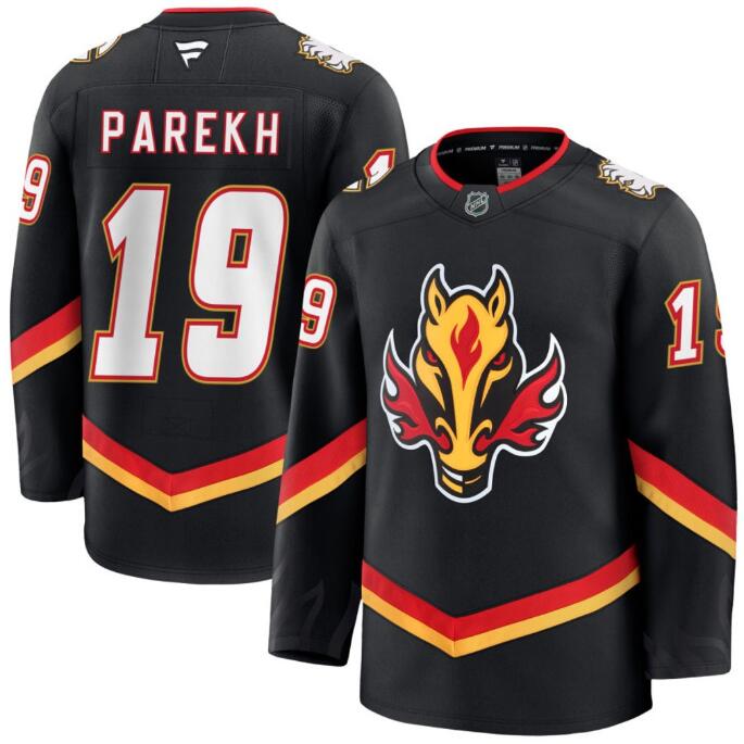 Men's Calgary Flames #19 Zayne Parekh Fanatics Alternate Premium Black Stitched Jersey
