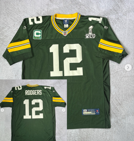 Men's Green Bay Packers #12 Aaron Rodgers Green Super Bowl XLV patch Throwback Jersey
