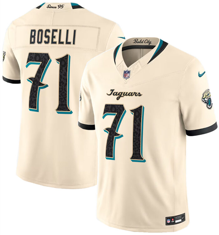 Men’s Jacksonville Jaguars #71 Tony Boselli Cream 2026 F.U.S.E. Rivalries Collection Limited Stitched Football Jersey