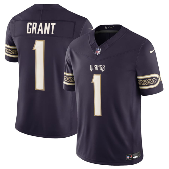 Men’s Minnesota Vikings #1 Bud Grant Deep Purple 2026 F.U.S.E. Rivalries Collection Limited Stitched Football Jersey