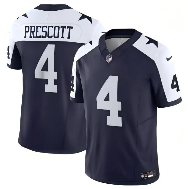 Men's Dallas Cowboys #4 Dak Prescott Navy White 2023 F.U.S.E. Football Stitched Jersey