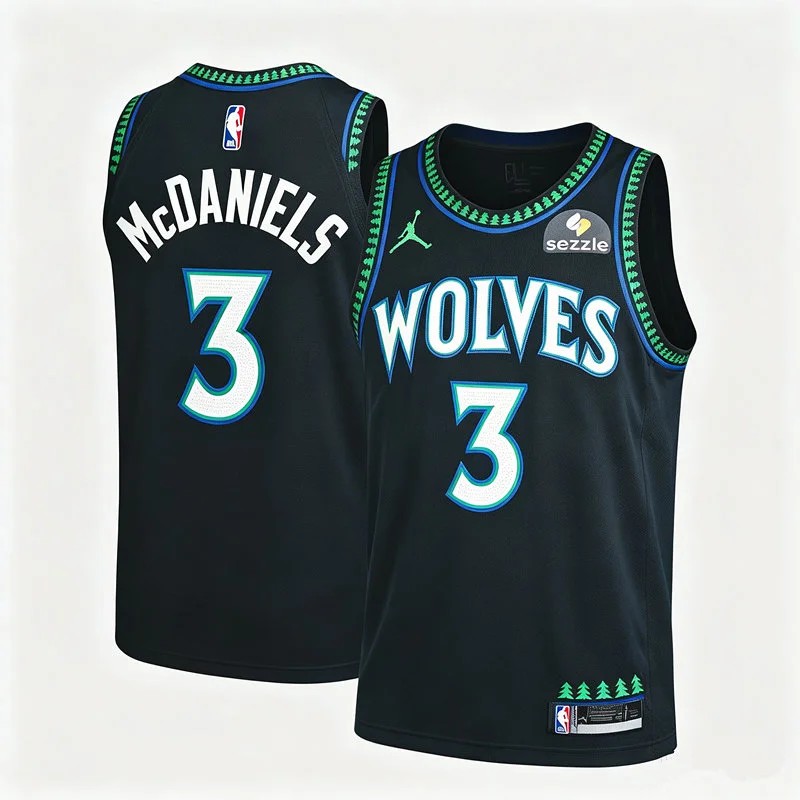 Men's Minnesota Timberwolves #3 Jaden McDaniels 2026-27 Black Statement Classic Reimagined Jersey