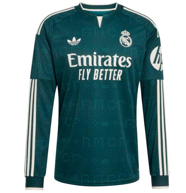 Men's Real Madrid 2026-27 Away Green Long Sleeve Soccer Jersey