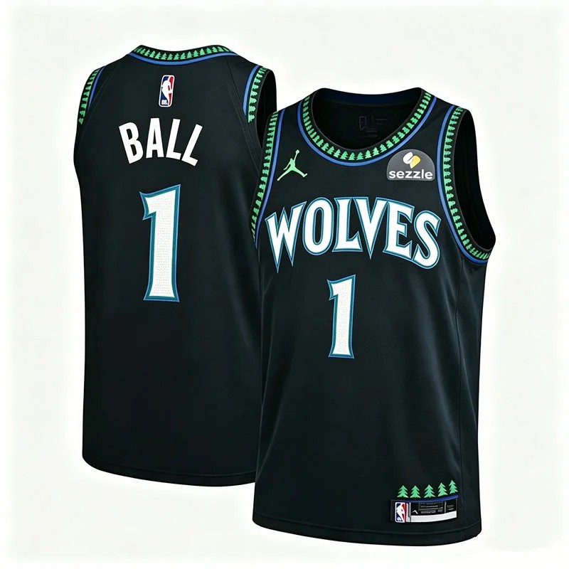 Mens Minnesota Timberwolves #1 LaMelo Ball 2026-27 Black Statement Classic Reimagined Jersey