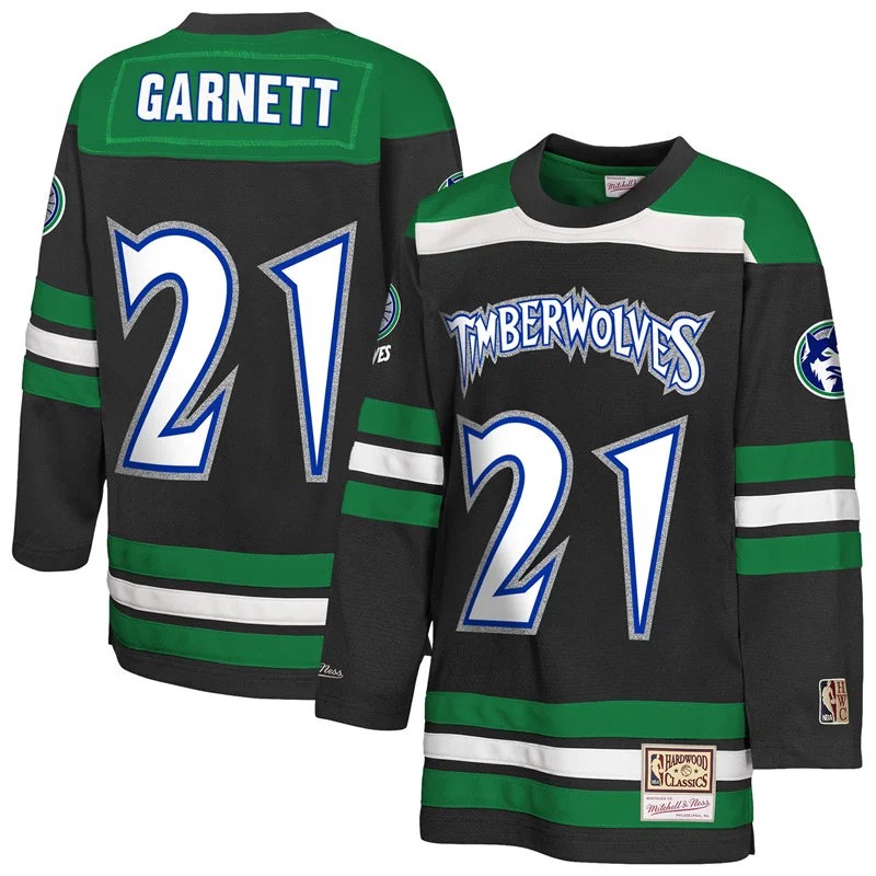 Mens Minnesota Timberwolves #21 Kevin Garnett Black Maxxed Out 2.0 Fashion Hockey Jersey