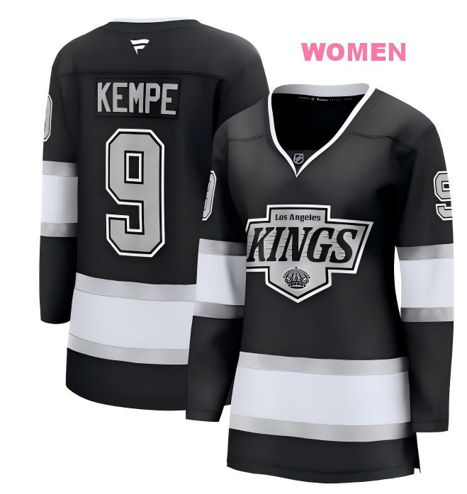 Women's Adrian Kempe Los Angeles Kings #9 Black Home Breakaway Player Fanatics Stitched Jersey