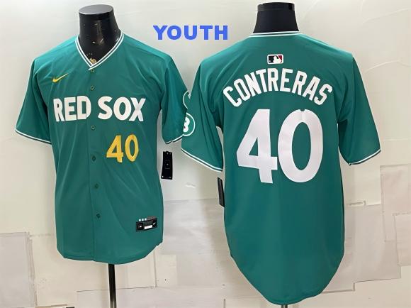 Youth Boston Red Sox #40 Willson Contreras Green 2025 City Connect Limited Stitched Baseball Kids Jersey