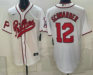 Men's Philadelphia Phillies #12 Kyle Schwarber Name White 2026 Field of Dreams Stadium Stitched Jersey