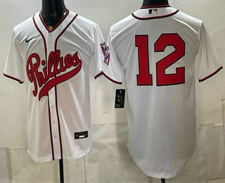 Men's Philadelphia Phillies #12 Kyle Schwarber White 2026 Field of Dreams Stadium Stitched Jersey