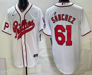 Men's Philadelphia Phillies #61 Cristopher Sanchez White 2026 Field of Dreams Stadium Stitched Jersey