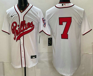 Men's Philadelphia Phillies #7 Trea Turner White 2026 Field of Dreams Stadium Stitched Jersey