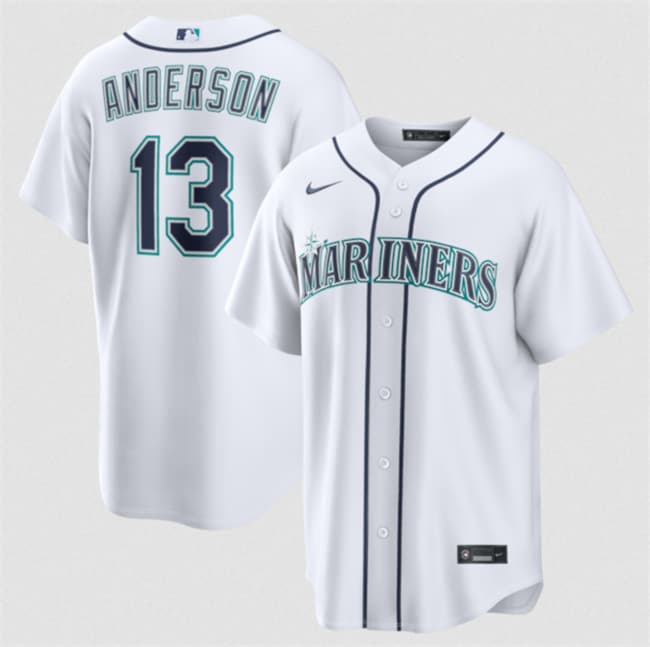 Men's Seattle Mariners #13 Kade Anderson White Cool Base Limited Stitched jersey