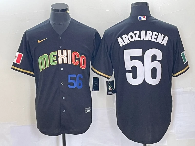 Men's Mexico Baseball #56 Randy Arozarena Black Stitched Jersey