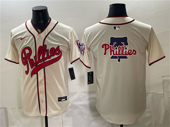 Men's Philadelphia Phillies Team Big Logo Cream 2026 Field of Dreams Stadium Stitched Baseball Jersey