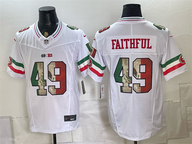 Men's San Francisco 49ers #49 Faithful White 2025 F.U.S.E. Mexico Vapor Limited Football Stitched Jersey