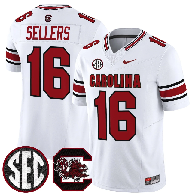 Men's South Carolina Fighting Gamecocks #16 LaNorris Sellers White 2026 F.U.S.E. Stitched Nike Jersey