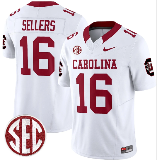 Men's South Carolina Fighting Gamecocks #16 LaNorris Sellers White F.U.S.E. Stitched Jersey