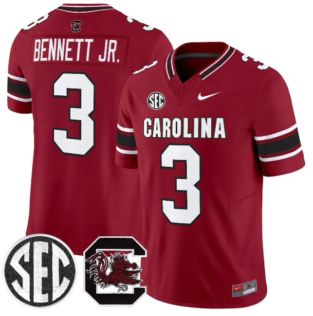 Men's South Carolina Fighting Gamecocks #3 Mazeo Bennett Jr. Garnet 2026 F.U.S.E. Stitched Nike Jersey