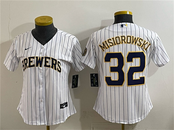 Women's Milwaukee Brewers #32 Jacob Misiorowski White Cool Base Stitched Baseball Jersey(Run Small)