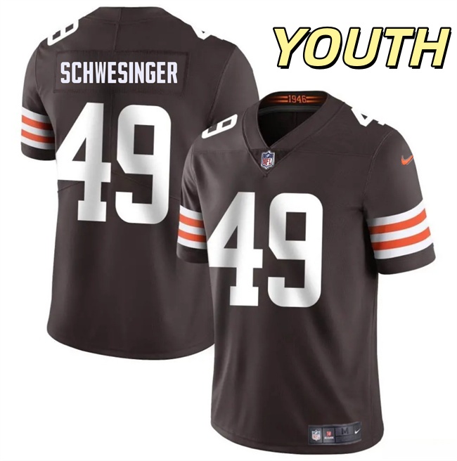 Youth Cleveland Browns #49 Carson Schwesinger Brown Vapor Untouchable Limited Stitched Football Jersey