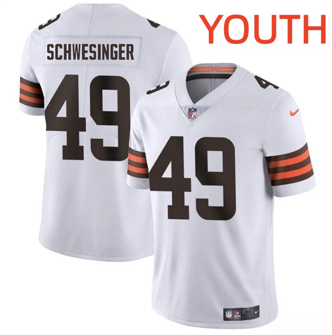 Youth Cleveland Browns #49 Carson Schwesinger White Vapor Untouchable Limited Stitched Football Jersey