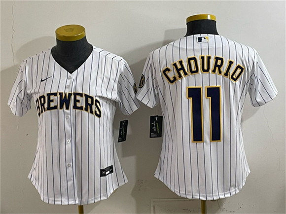 Youth Milwaukee Brewers #11 Jackson Chourio White Cool Base Stitched Jersey