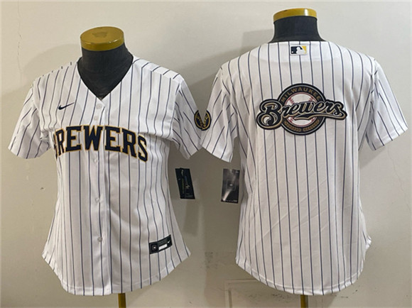 Youth Milwaukee Brewers Team Big Logo White Cool Base Stitched Jersey