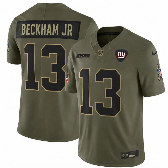 Men's New York Giants #13 Odell Beckham Jr Olive 2025 F.U.S.E. Salute to Service Limited Football Stitched Jersey