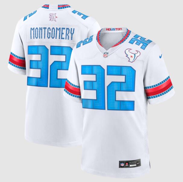 Men's Nike David Montgomery White #32 Houston Texans 2026 Rivalries Collection Game Jersey