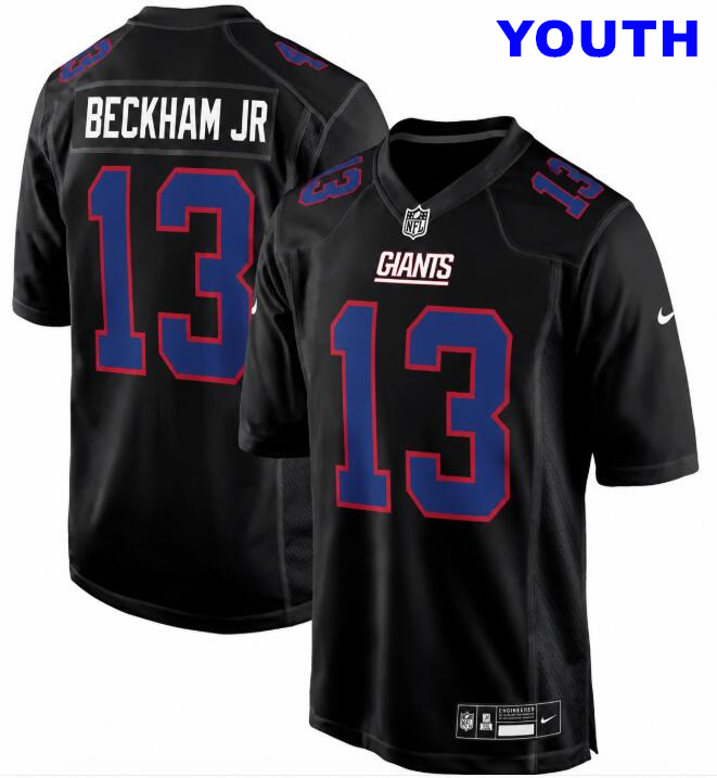 Youth New York Giants #13 Odell Beckham Jr Black Fashion Football Stitched Game Jersey