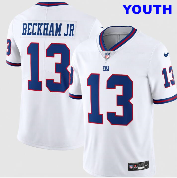 Youth New York Giants #13 Odell Beckham Jr Nike Vintage White Vapor Untouchable Stitched Limited White Jersey