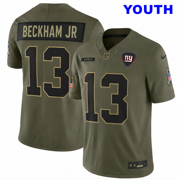 Youth New York Giants #13 Odell Beckham Jr Olive 2025 F.U.S.E. Salute to Service Limited Football Stitched Jersey