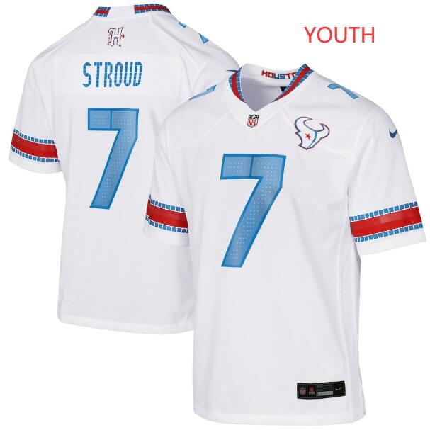 Youth Nike C.J. Stroud White #7 Houston Texans 2026 Rivalries Collection Game Jersey