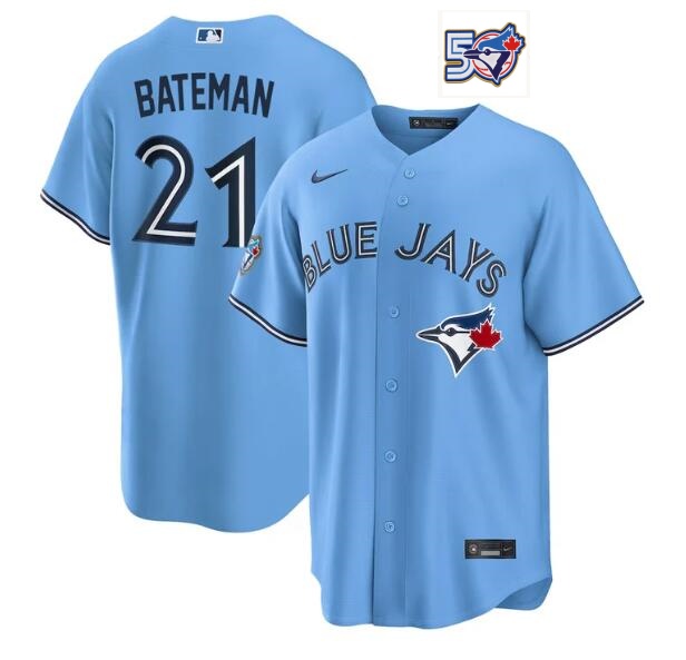 Men's Brett Bateman 50th Anniversary #21 Toronto Blue Jays MLB Nike Powder Blue Replica Jersey