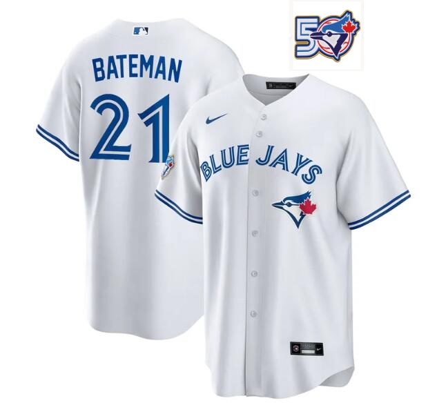 Men's Brett Bateman 50th Anniversary #21 Toronto Blue Jays MLB Nike White Home Replica Jersey