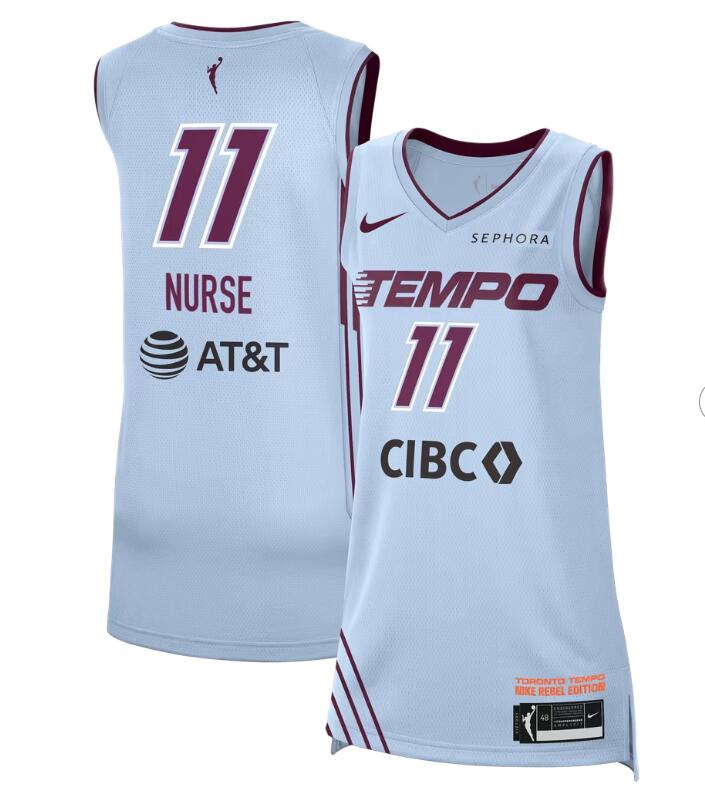 Unisex Nike Kia Nurse Hydrogen Blue Toronto Tempo #11 Victory Sponsor Patch Jersey - Rebel Edition
