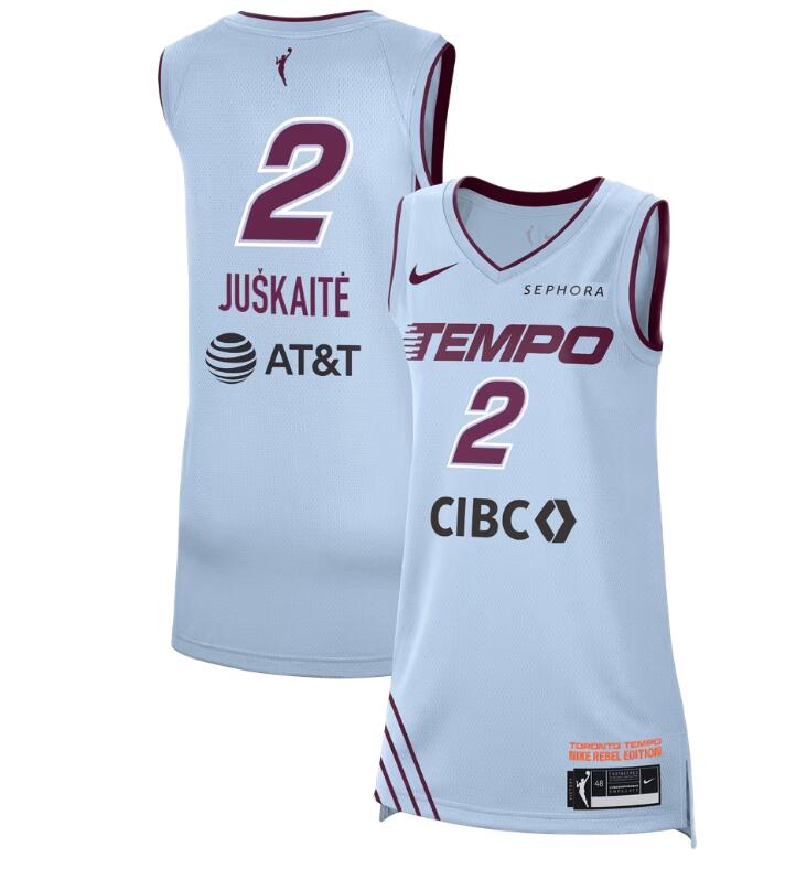 Unisex Nike Laura Jukait Hydrogen Blue Toronto Tempo #2 Victory Badge Rebel Edition Jersey