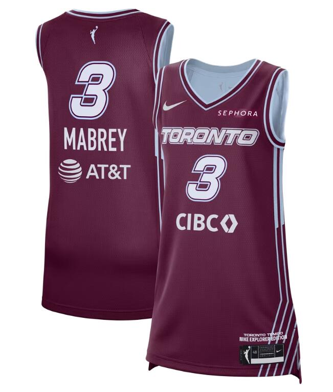 Unisex Nike Marina Mabrey Bordeaux Toronto Tempo #3 Explorer Edition Victory Jersey