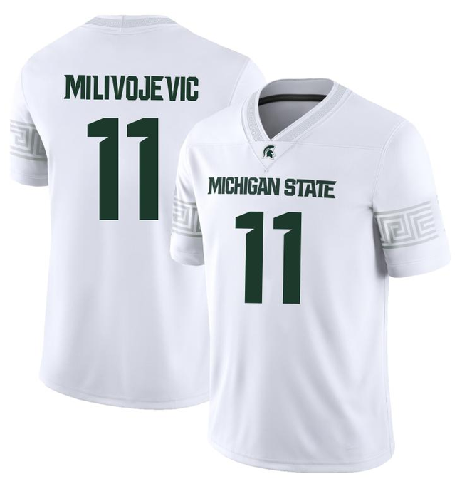 # Michigan State Spartans #11 Alessio Milivojevic 2025 White Football Game Jersey Michigan State Spartans #11 Alessio Milivojevic 2025 Men's Michigan State Spartans #11 Alessio Milivojevic 2025 W