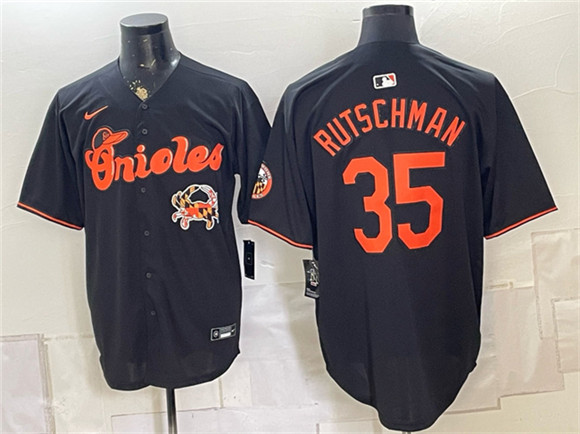 Men's Baltimore Orioles #35 Adley Rutschman Black With Patch Vapor Premier Limited Stitched Baseball Jersey