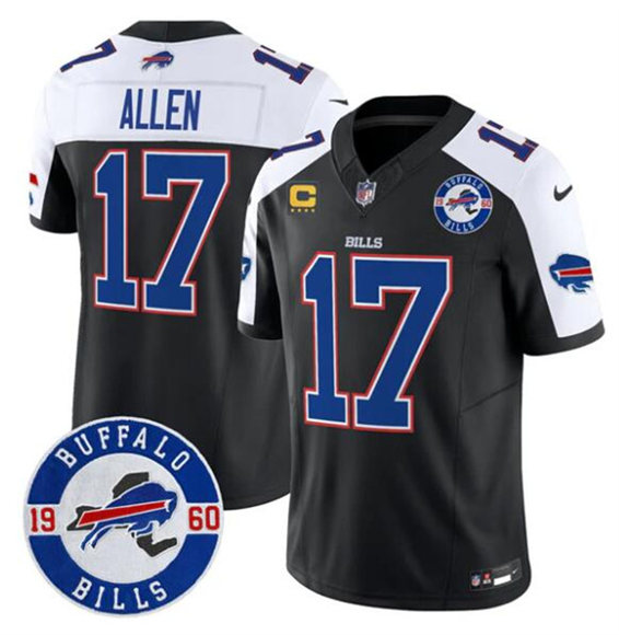 Men's Buffalo Bills #17 Josh Allen Black Alternate F.U.S.E. 4-Star C With Est. 1960 Patch Vapor Untouchable Limited Football Stitched Jersey