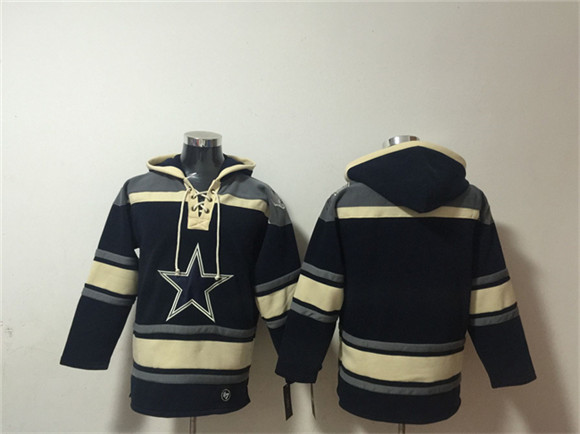 Men's Dallas Cowboys Blank Navy Ageless Must-Have Lace-Up Pullover Hoodie