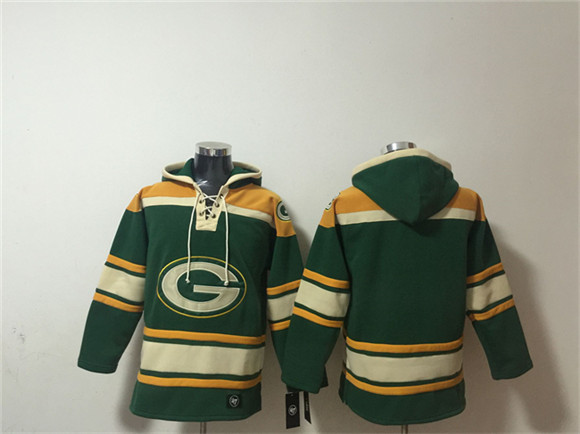 Men's Green Bay Packers Blank Green Lace-Up Pullover Hoodie