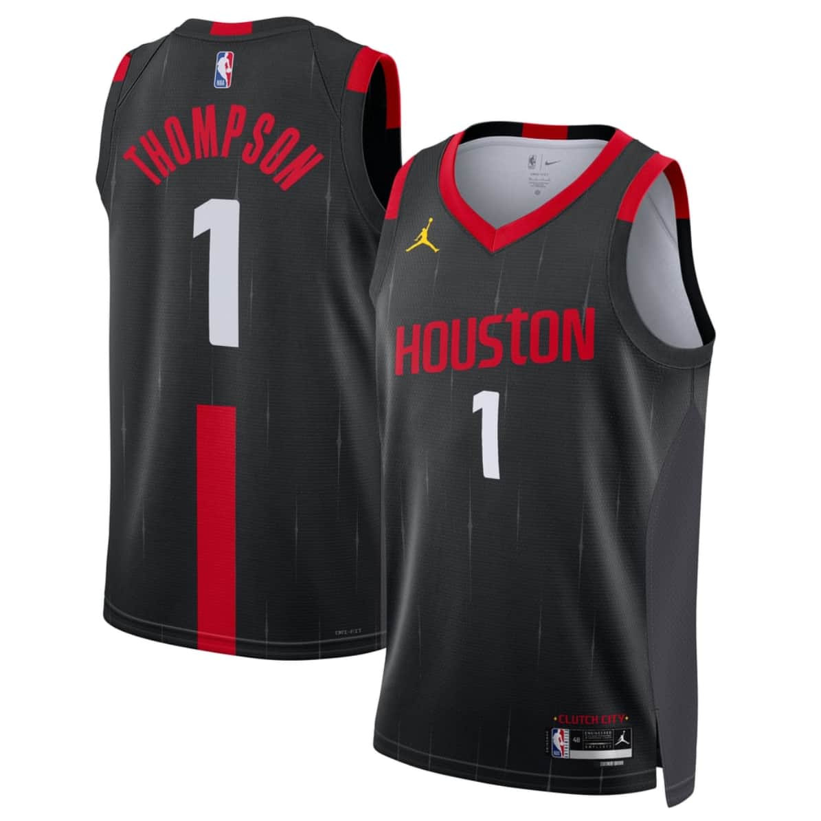 Men's Houston Rockets #1 Amen Thompson Black 2026-27 Statement Swingman Stitched Jersey