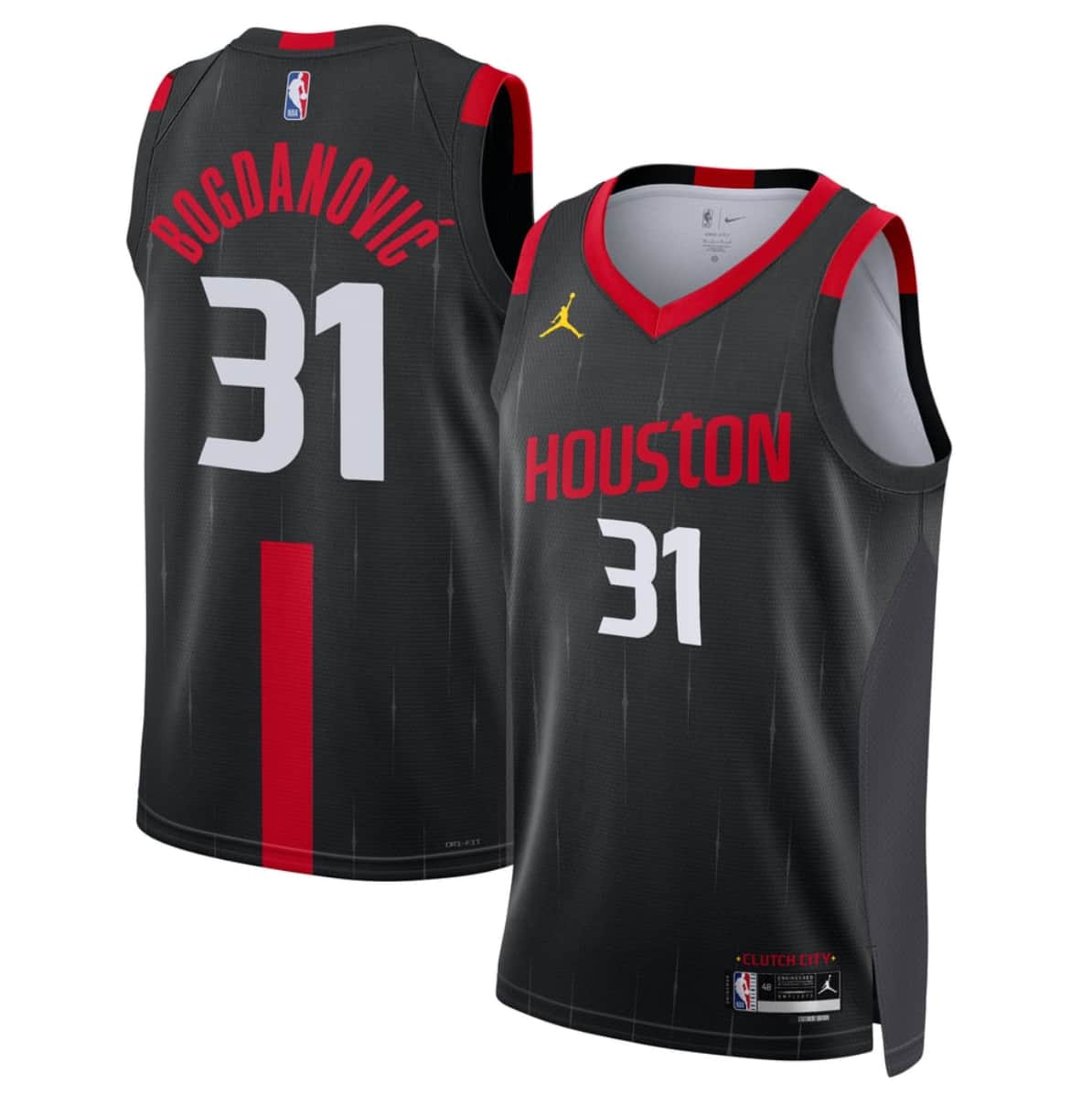 Men's Houston Rockets #31 Bogdan Bogdanovic Black 2026-27 Statement Swingman Stitched Jersey