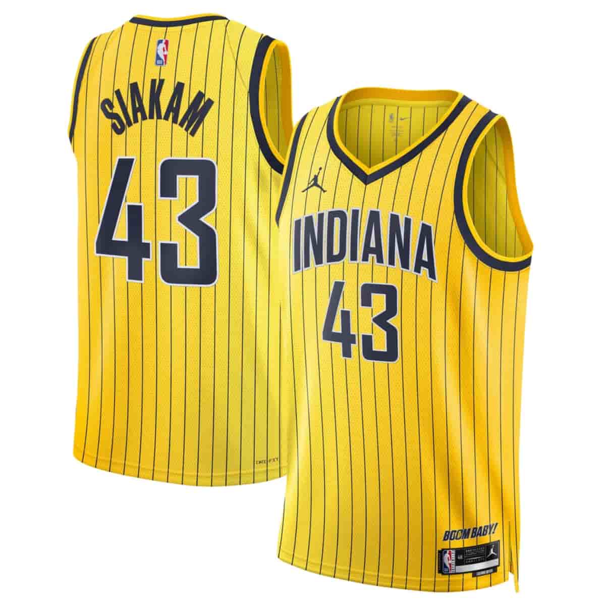 Men's Indiana Pacers #43 Pascal Siakam Yellow 2026-27 Statement Edition Swingman Stitched Basketball Jersey