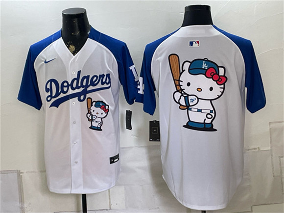 Men's Los Angeles Dodgers Hello Kitty White Royal Vapor Limited Stitched Baseball Jersey