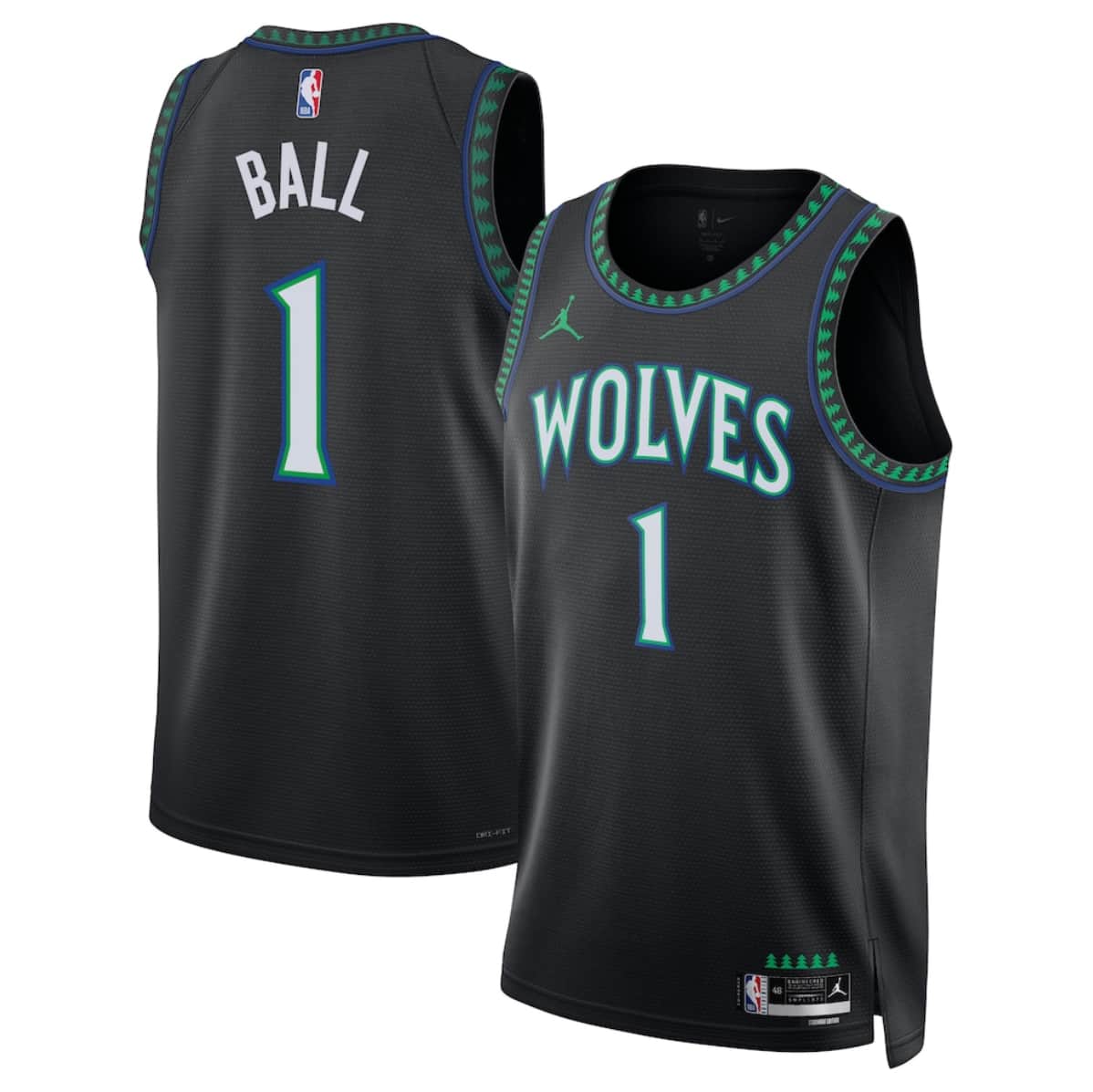 Men's Minnesota Timberwolves #1 LaMelo Ball Black 2026-27 Statement Swingman Edition Stitched Basketball Jersey