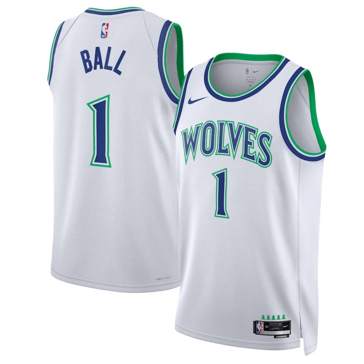 Men's Minnesota Timberwolves #1 LaMelo Ball White 2026-27 Association Swingman Edition Stitched Basketball Jersey